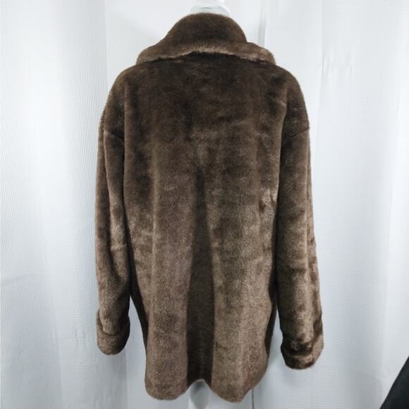 JONES NEW YORK! OMBRE TAUPE BROWN LUXURIOUS FAUX MINK FUR COAT, JACKET! SZ M - Picture 6 of 10